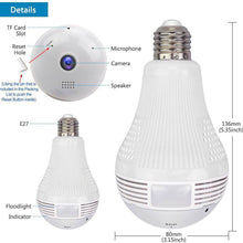 Load image into Gallery viewer, FREDI Fisheye Bulb Lamp Panoramic IP Camera