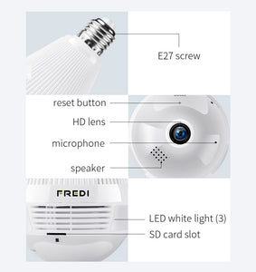 FREDI Fisheye Bulb Lamp Panoramic IP Camera